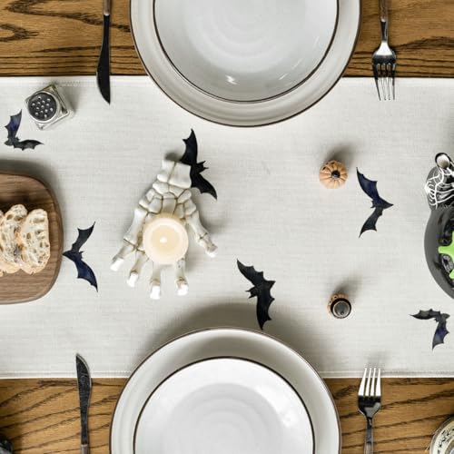 Halloween Table Runner 13x60 Inch Black & White Decor for Home Party