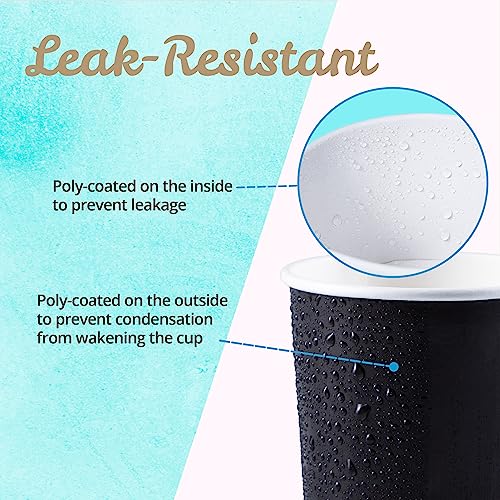 Black Paper Ice Cream Cups - 11 Oz Disposable Dessert Bowls 100-Count