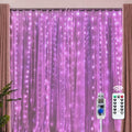 Pink Fairy Curtain String Lights - 300 LEDs, 9.8ft x 9.8ft, 8 Modes, Remote & Timer