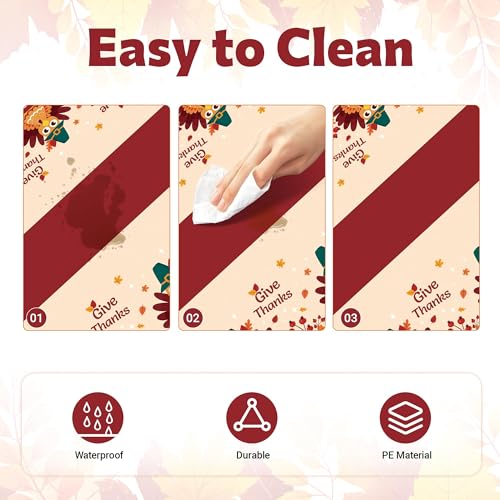 Thanksgiving Disposable Plastic Tablecloths 3 Pack - 54x108 Inches for Rectangular Tables - Fall Holiday Decor