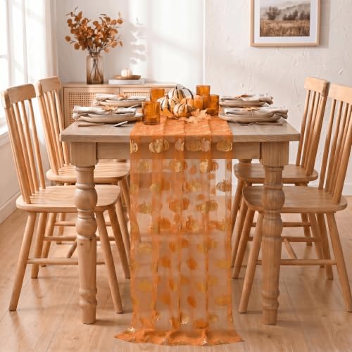 Fall Gauze Table Runner 120 Inch 3-Pack Orange Gold - 28 x 120 Inch