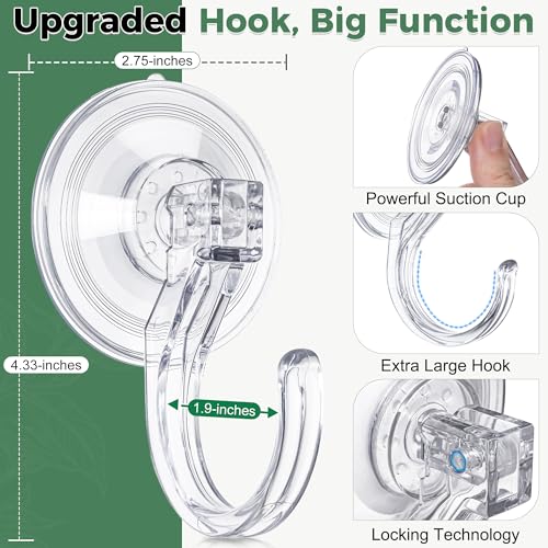 Clear Wreath Hangers for Front Door - 6 Pack Large Suction Hooks