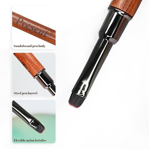 Present Gel Nail Brush,UV Gel Nail Brush,Nail Art Tips Builder Brush Pen,Sturdy Wooden Handle Nail Art Tools for French Nails (Light Wood Grain Color)