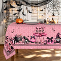 Elegant Pink Halloween Tablecloth 60x102 Inch Rectangular Spooky Pumpkin Ghost Skull Web Party Decor