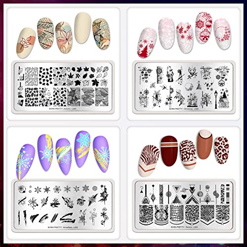 Halloween Nail Art Stamping Plates - 8PCS Fall Winter Nail Design Kit