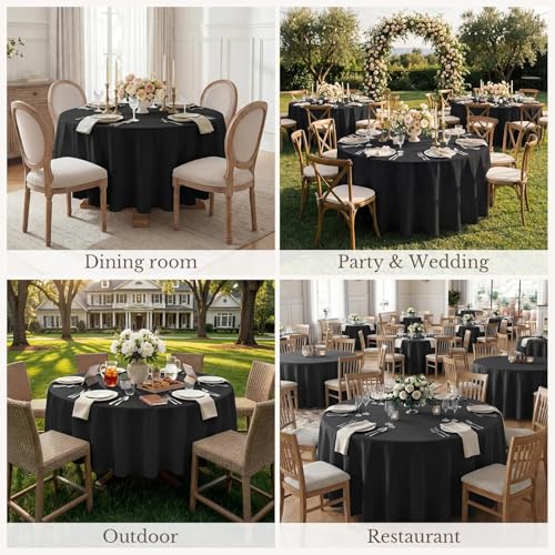 Romanstile 60-Inch Round Black Tablecloth - Durable Polyester Cover for Indoor & Outdoor Use