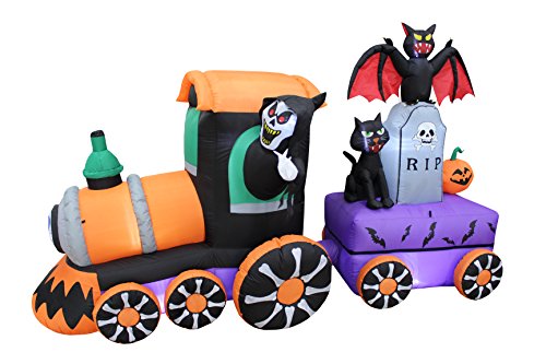 8 Foot Inflatable Halloween Grim Reaper Train with LED Lights