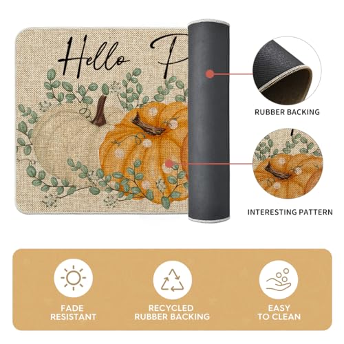 Orange Maple Leaves Fall Kitchen Mats Set of 2 - 17x29 & 17x47 Inch