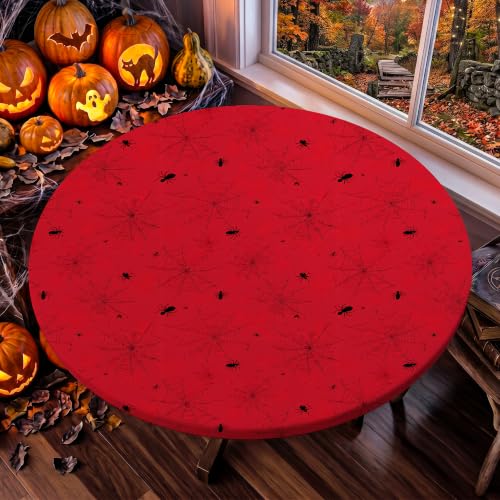 Halloween Round Tablecloth Fits 32-36 Inches - Spider Web Design, 36 Inch