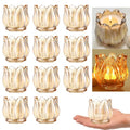 Gold Votive Candle Holders Set of 24 - Thick Glass Tea Light Jars for Wedding & Party Decor - Gold / 24