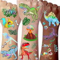 Dinosaur Temporary Tattoos Set - Iridescent Metallic 3D Dino Stickers for Kids & Teens - Variation: Dinosaur