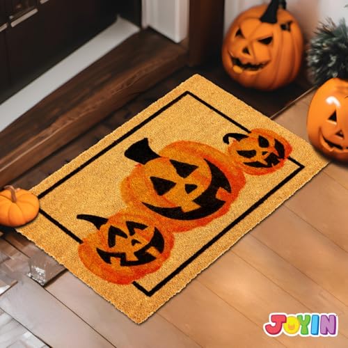 Halloween Pumpkin Doormat 30x17 Inch Non-Slip Coir Front Door Rug Indoor Outdoor Decor