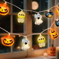 Orange Halloween String Lights - 20 LED Pumpkin Ghost & Cat Decor, 9.84 FT waterproof Indoor Outdoor
