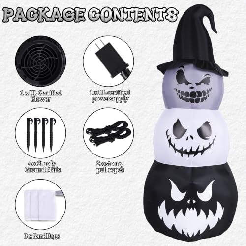 Halloween Inflatable Pumpkin Ghost Tower - 7.6ft Outdoor Yard Decoration, Stacked Pumpkins Variant