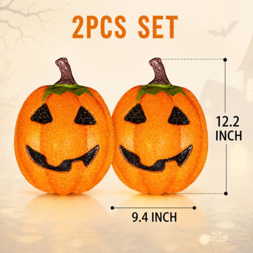 Halloween Pumpkin Porch Light Covers Set - Outdoor Jack O Lantern Decorations, EVA, 2 Pieces