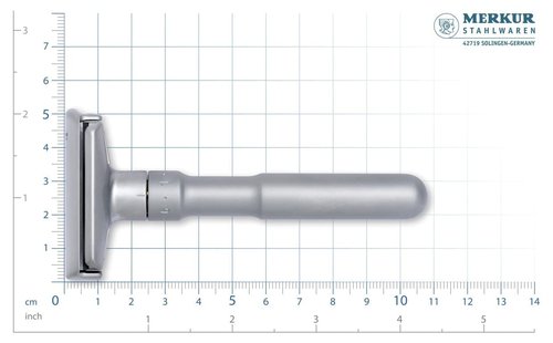 MERKUR FUTUR 700 Adjustable Double Edge Safety Razor - Matte Chrome, Adjustable Razor With Dial, Made in Germany, Plastic-Free, Snap-On Cap Design, Straight Bar