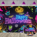 Neon Halloween Backdrop 8x6FT Party Decor Banner - Realistic Digital Print