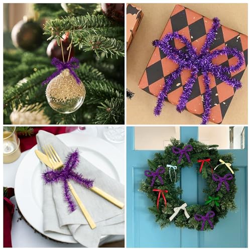 Purple Tinsel Garland for Christmas Party Decor - 32.81 ft - Variation A