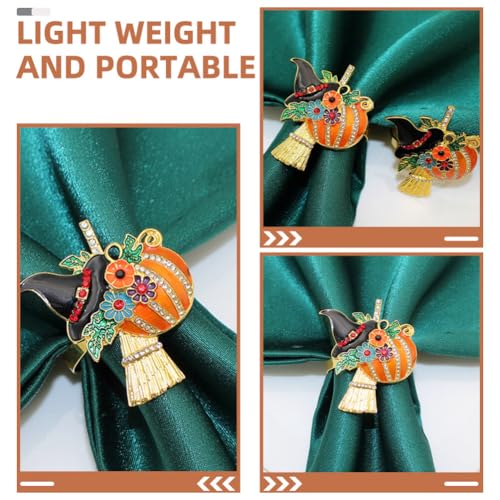 Halloween Napkin Rings Pumpkin Witch Design Set of 4 - Festive Table Decor