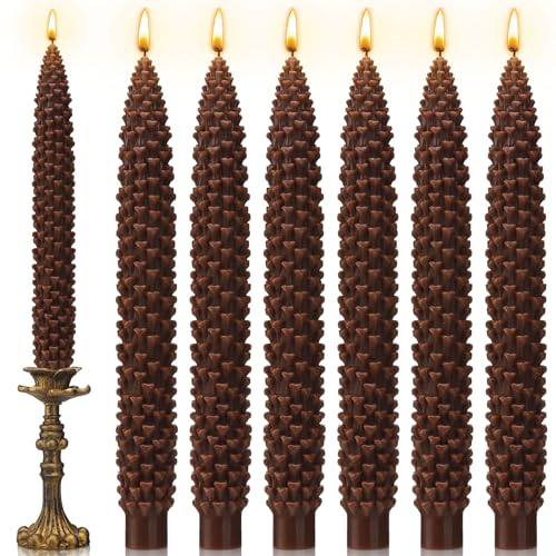 Pinecone Shaped Taper Candles - Brown 6 Pack Fall Harvest Decor - Variation of THIS listing