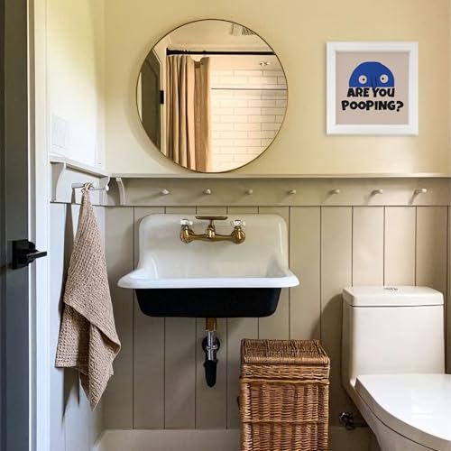 Funny Bathroom Wall Art Decor - Are You Pooping 7x7 Inch Wooden Frame