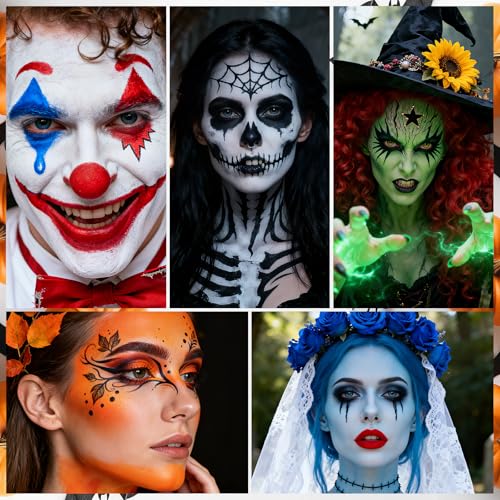 Witch Makeup Kit for Halloween Face Paint SFX Costume - Green Face Paint, Brushes, Lashes