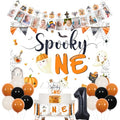 Halloween 1st Birthday Decoration Kit with Balloons Banner Cake Topper Backdrop