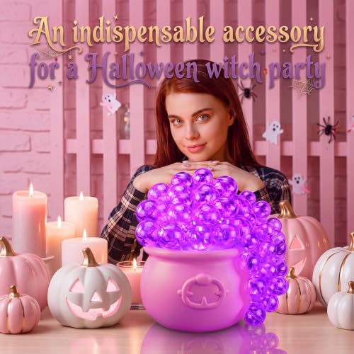 Pink Halloween Bubbling Cauldron Decor Set with Lights and Smoke Effect