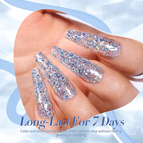 Holographic Glitter Silver Nail Polish - 10ML Sparkling Sequin Effect - Born Pretty