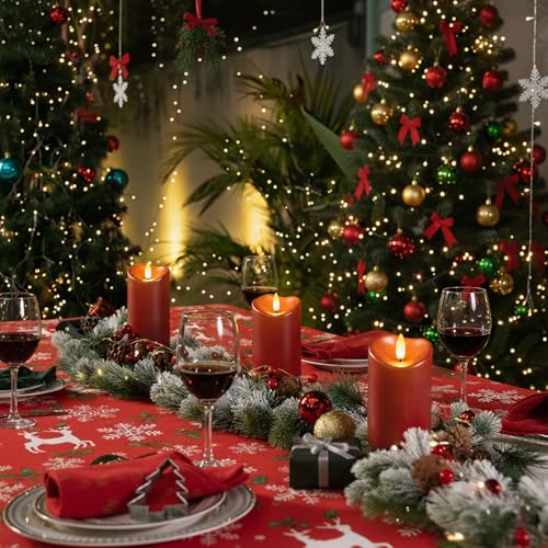 Outdoor Waterproof Flameless LED Candle 8x3 Inches with Remote & Timer - Red Variation of D3xH8