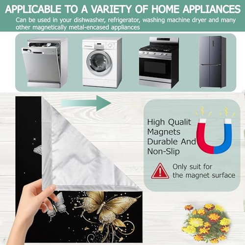 Magnetic Dishwasher Cover Decal Gold Silver Butterfly - Kitchen Decor 23x26 Inch