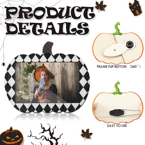 Halloween Pumpkin Picture Frame Set - Fall Table Decor, 3 Pieces, Simple Style