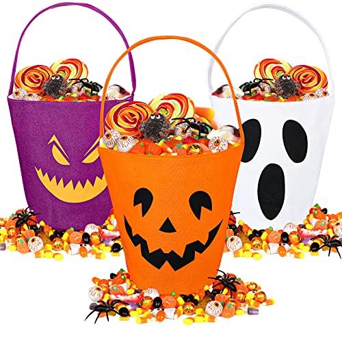 Halloween Trick or Treat Canvas Buckets - Scary Faces, 3 Pack