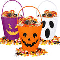 Halloween Trick or Treat Canvas Buckets - Scary Faces, 3 Pack