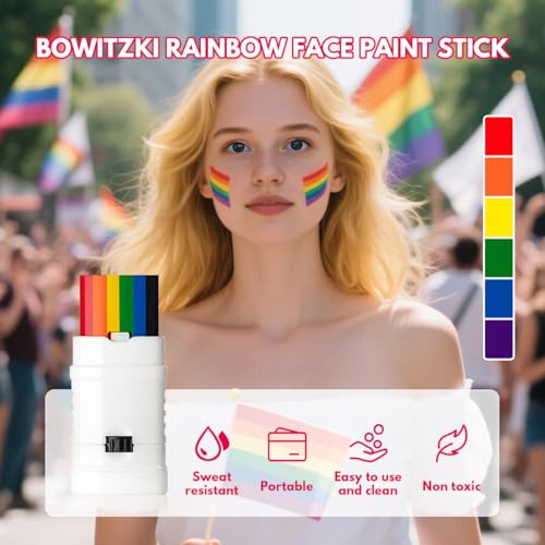 4pcs Rainbow Face Paint Sticks for Pride Celebration - Skin-Friendly Body & Face Paint