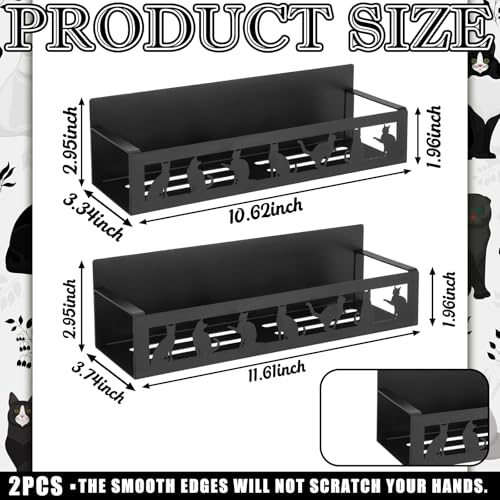 Magnetic Spice Rack for Refrigerator Black Cat - 2 Pcs Kitchen Organizer Set