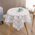 White Crochet Lace Tablecloth 36x36 Inch Rustic Farmhouse Style for Picnic & Outdoor Use
