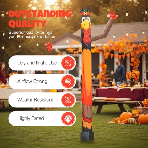 6ft Pumpkin Turkey Inflatable Tube Dancing Man with Blower - Thanksgiving Day Decoration