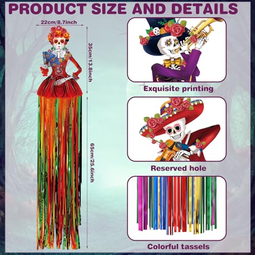 Day of the Dead Sugar Skull Hanging Decorations Set - Festive Halloween Party Decor