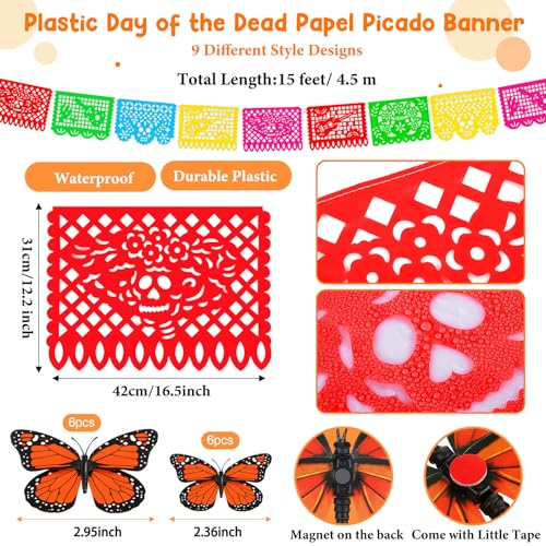 26-Piece Day of The Dead Decorations Set for Dia De Los Muertos Celebration