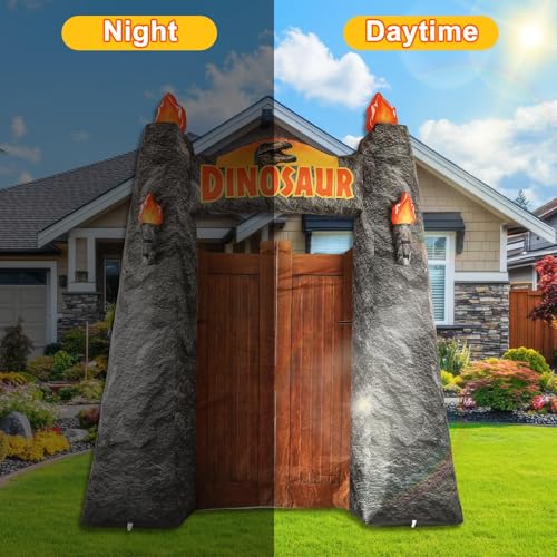 10 Ft Dinosaur Inflatable Arch with LED Lights for Dinosaur Party and Jungle Safari Decor