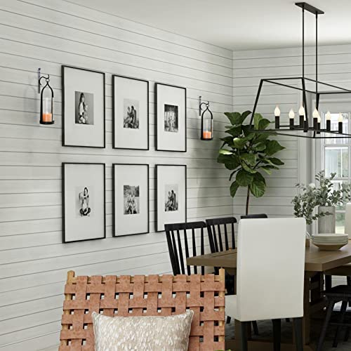 Black Wall-Mounted Candle Sconce Set of 2 - Rustic Iron & Glass Hurricane Holders