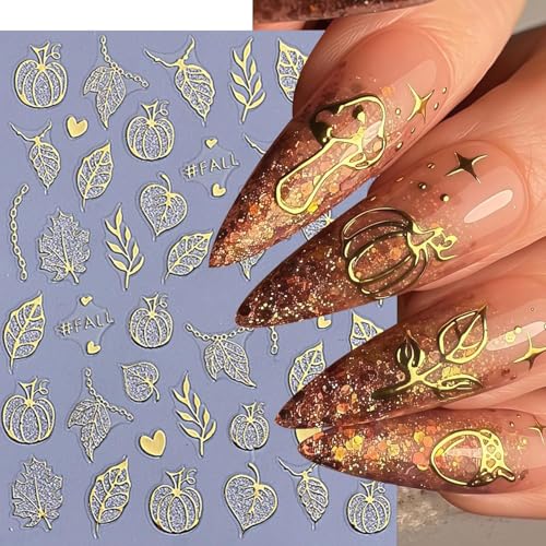 Halloween Nail Stickers Set - Style07 3D Self-Adhesive Pumpkin Ghost Maple Leaf for DIY Nails
