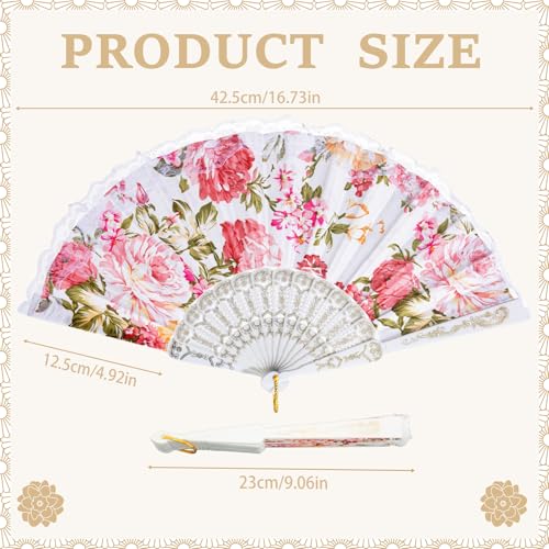 White Large Folding Silk Hand Fan - Elegant Chinese Rave Renaissance Fan for Festival & Dance - 20 Pack