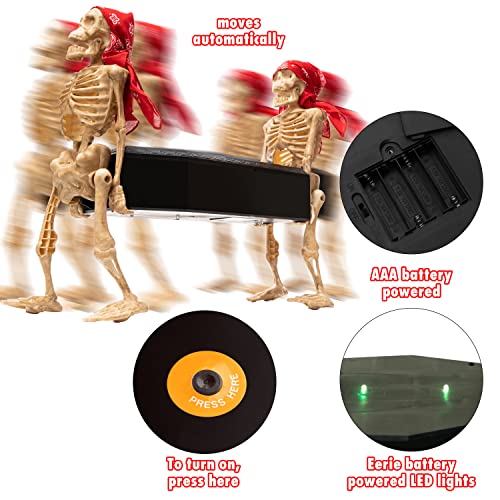 Walking Corpse Skeleton Coffin Prop - Light Up Halloween Animatronic for Indoor & Outdoor Haunted House, Spooky Yard Decor, Moving Skeleton with Skull Casket - Variation: Walking Corpse