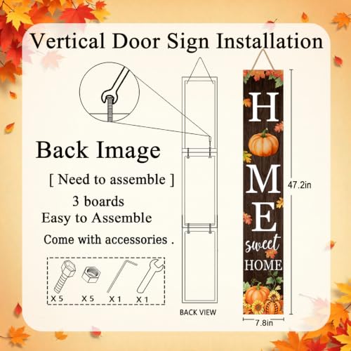 Fall Welcome Sign for Front Porch 47 Inch Home Sweet Home Door Decor