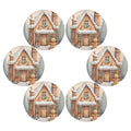 Christmas Snow Gingerbread Man Round Placemats Set of 6 - Holiday Table Decor - Washable & Heat Resistant - 15.4 inch - Variation 8