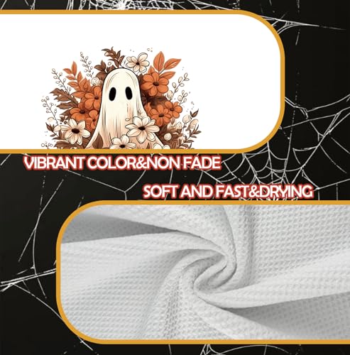 Halloween Ghost Kitchen Towels - Fall Pumpkin & Halloween Dish Hand Towels, 16x24 Inches