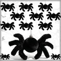 Halloween Spider Tree Decorations Set - 12 Black Fluffy Ornaments for Holiday Decor