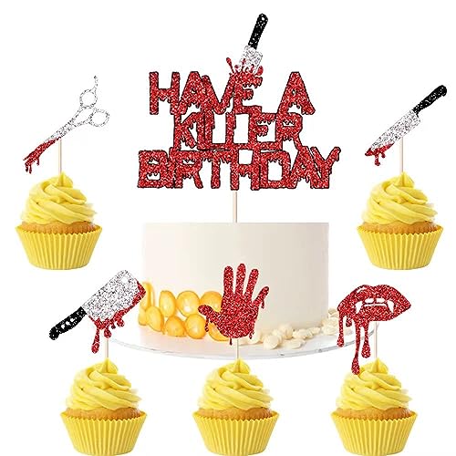 Halloween Killer Cake Toppers Set - Horror Party Decorations for Kids & Adults